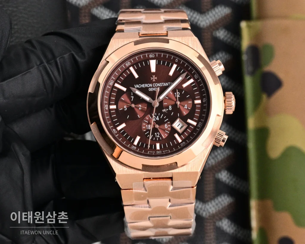 바쉐론콘스탄틴 오버시즈 투르비용 오토매틱 42.5mm 브라운 다이얼 로즈골드 브레이슬릿