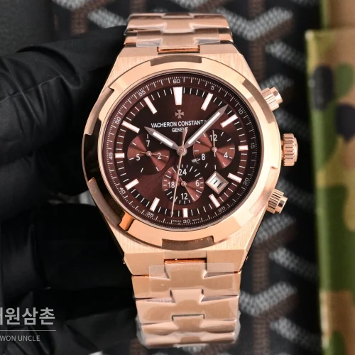 바쉐론콘스탄틴 오버시즈 투르비용 오토매틱 42.5mm 브라운 다이얼 로즈골드 브레이슬릿