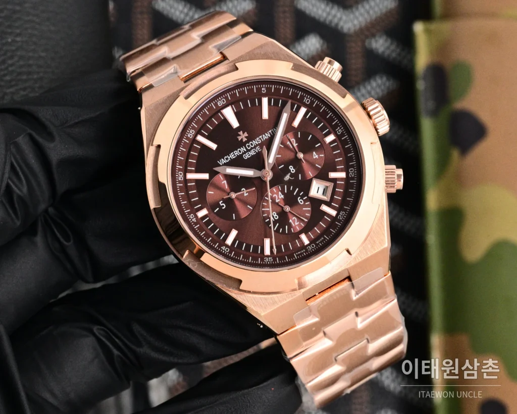 바쉐론콘스탄틴 오버시즈 투르비용 오토매틱 42.5mm 브라운 다이얼 로즈골드 브레이슬릿