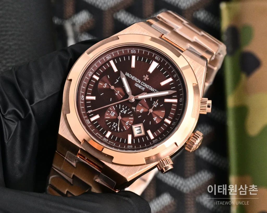 바쉐론콘스탄틴 오버시즈 투르비용 오토매틱 42.5mm 브라운 다이얼 로즈골드 브레이슬릿