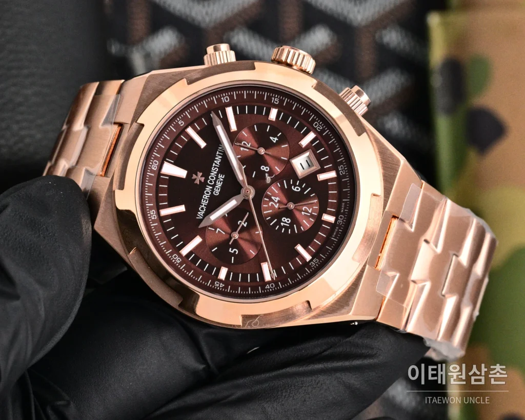 바쉐론콘스탄틴 오버시즈 투르비용 오토매틱 42.5mm 브라운 다이얼 로즈골드 브레이슬릿