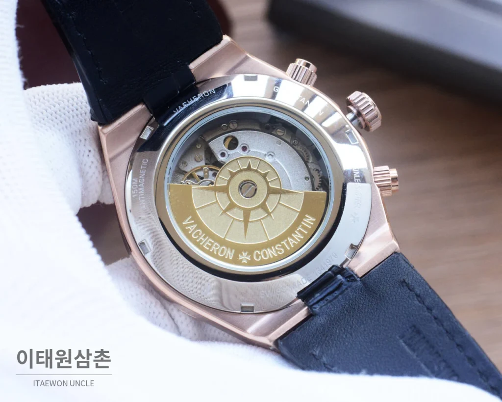 바쉐론콘스탄틴 오버시즈 투르비용 오토매틱 42.5mm 블랙 다이얼 브라운 가죽 스트랩