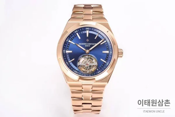 바쉐론콘스탄틴 콘스탄틴 오버시즈 투르비용 블루 다이얼 오토매틱 42.5mm 로즈골드 브레이슬릿 로즈골드 케이스