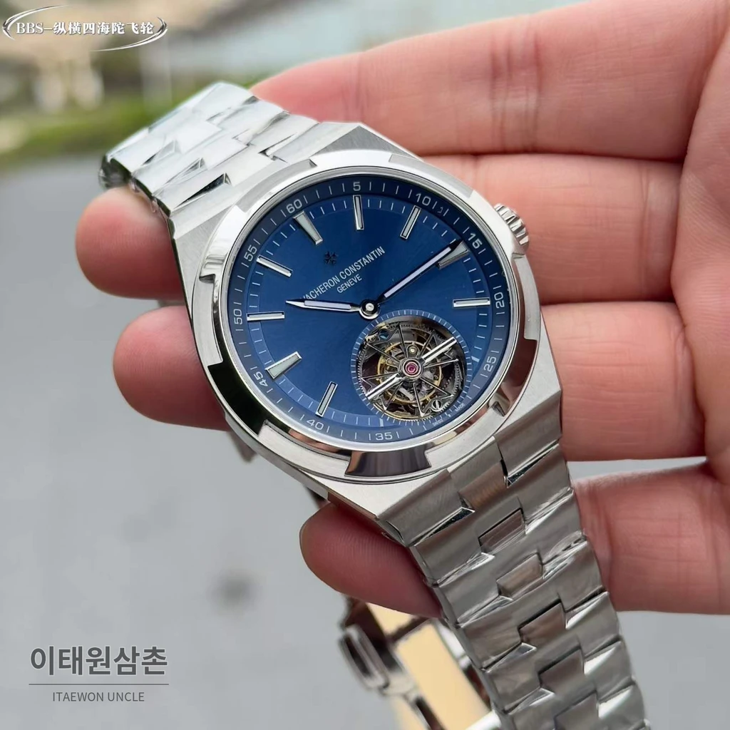 바쉐론콘스탄틴 오버시즈 투르비용 블루다이얼 스틸 오토매틱 42.5mm 스틸 브레이슬릿