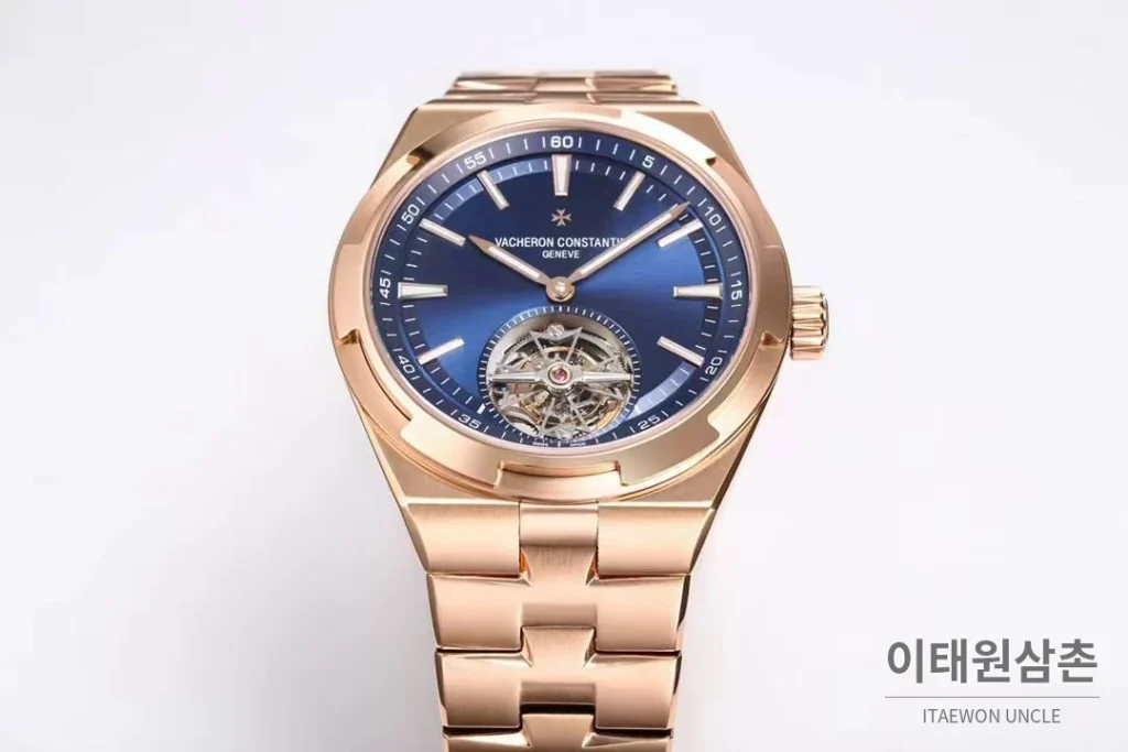 바쉐론콘스탄틴 콘스탄틴 오버시즈 투르비용 블루 다이얼 오토매틱 42.5mm 로즈골드 브레이슬릿 로즈골드 케이스