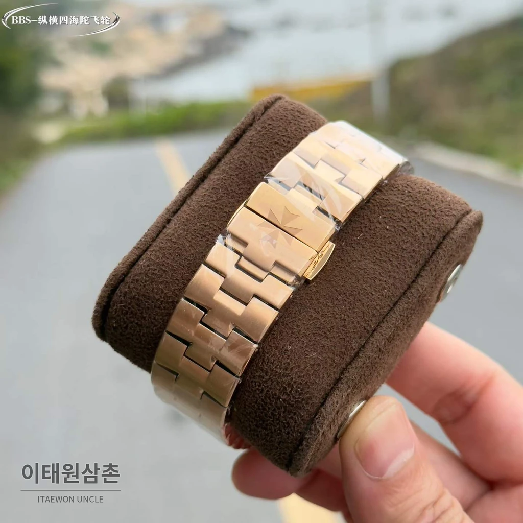 바쉐론콘스탄틴 오버시즈 투르비용 블루다이얼 스틸 오토매틱 42.5mm 로즈골드 브레이슬릿