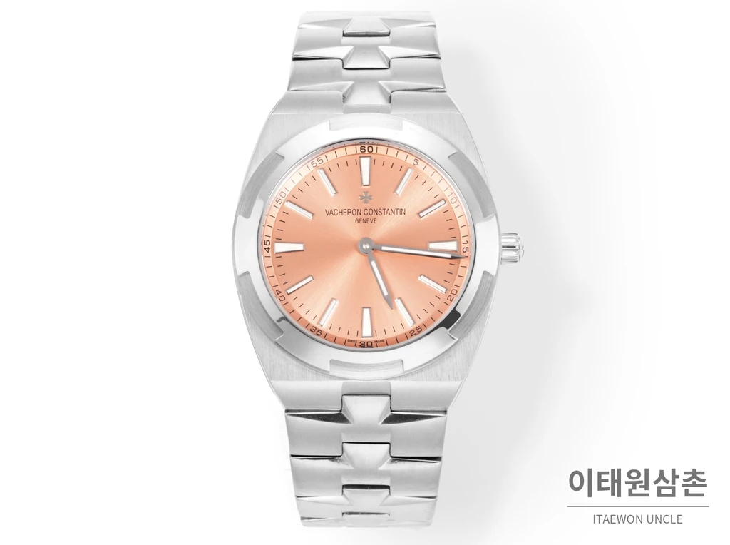 바쉐론콘스탄틴 오버시즈 울트라 씬 950 플래티넘 마름모 베젤 살몬다이얼 오토매틱 39.5mm