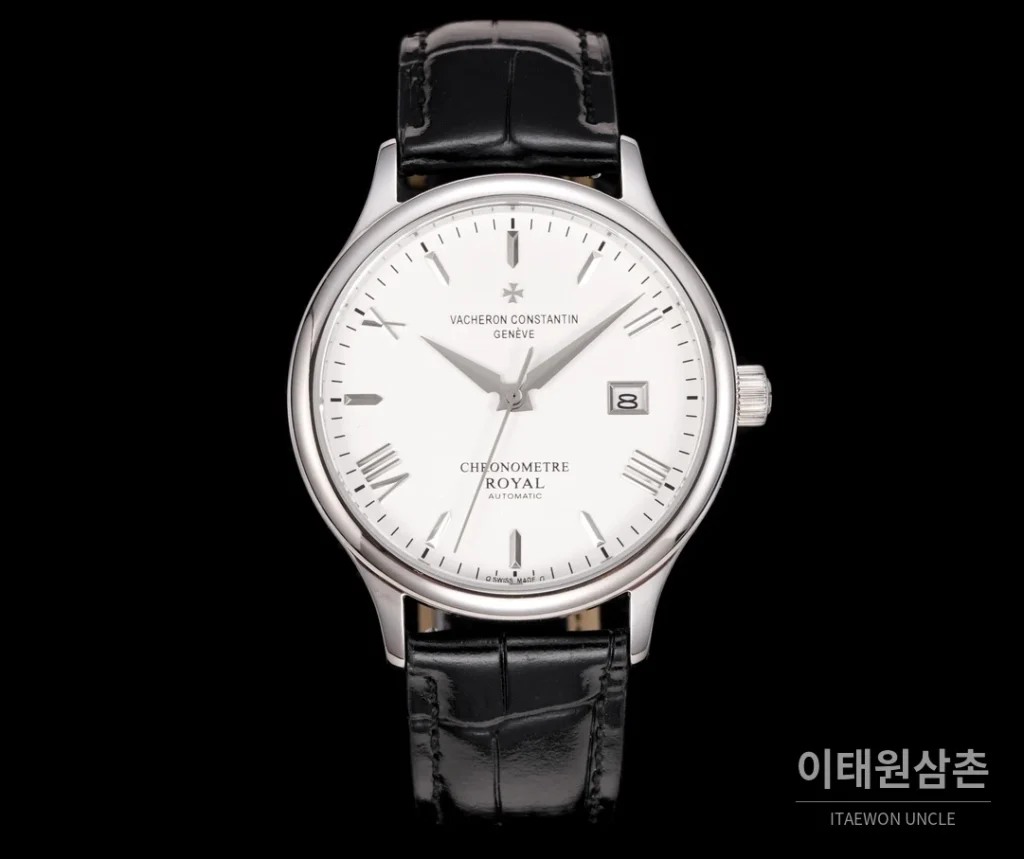 바쉐론콘스탄틴 패트리모니 316L 스틸 레더 오토매틱 40mm 화이트 다이얼