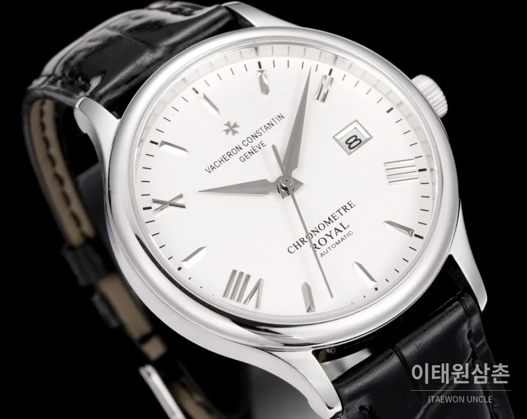 바쉐론콘스탄틴 패트리모니 316L 스틸 레더 오토매틱 40mm 화이트 다이얼