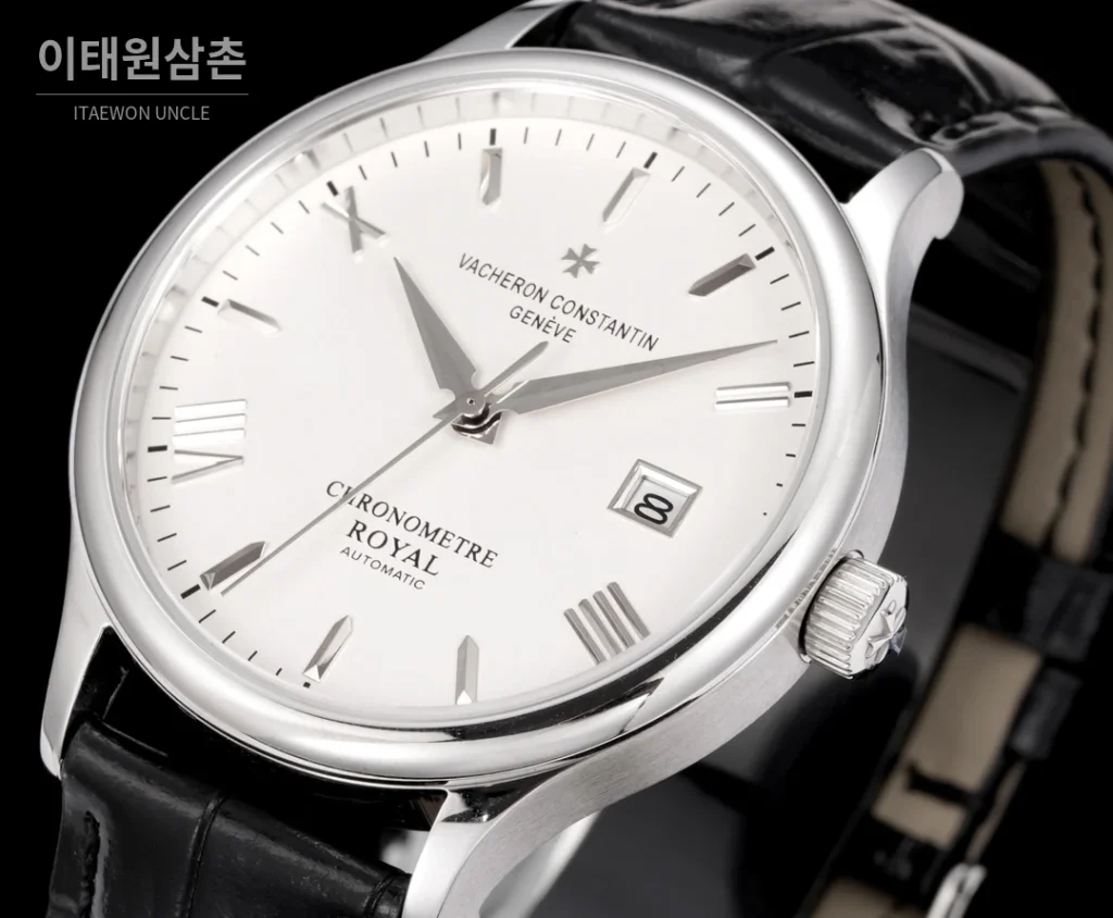 바쉐론콘스탄틴 패트리모니 316L 스틸 레더 오토매틱 40mm 화이트 다이얼