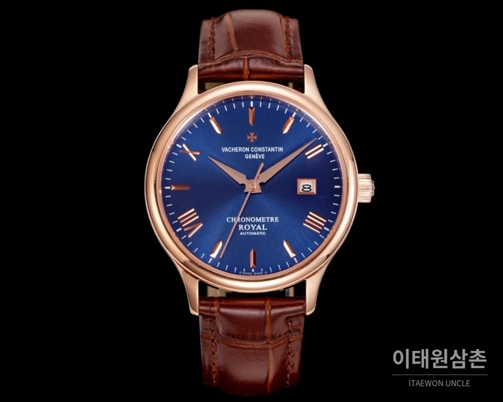 바쉐론콘스탄틴 패트리모니 316L 스틸 레더 오토매틱 40mm 화이트 다이얼 로즈골드 베젤