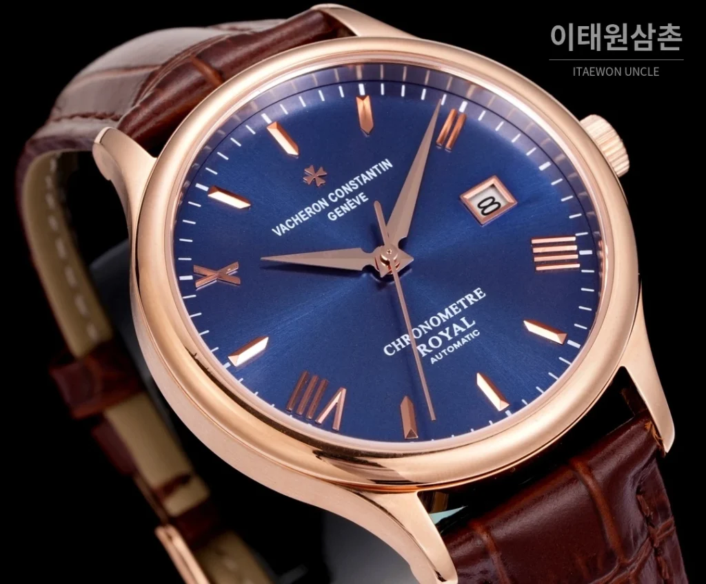 바쉐론콘스탄틴 패트리모니 316L 스틸 레더 오토매틱 40mm 화이트 다이얼 로즈골드 베젤