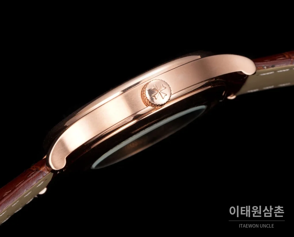 바쉐론콘스탄틴 패트리모니 316L 스틸 레더 오토매틱 40mm 화이트 다이얼 로즈골드 베젤