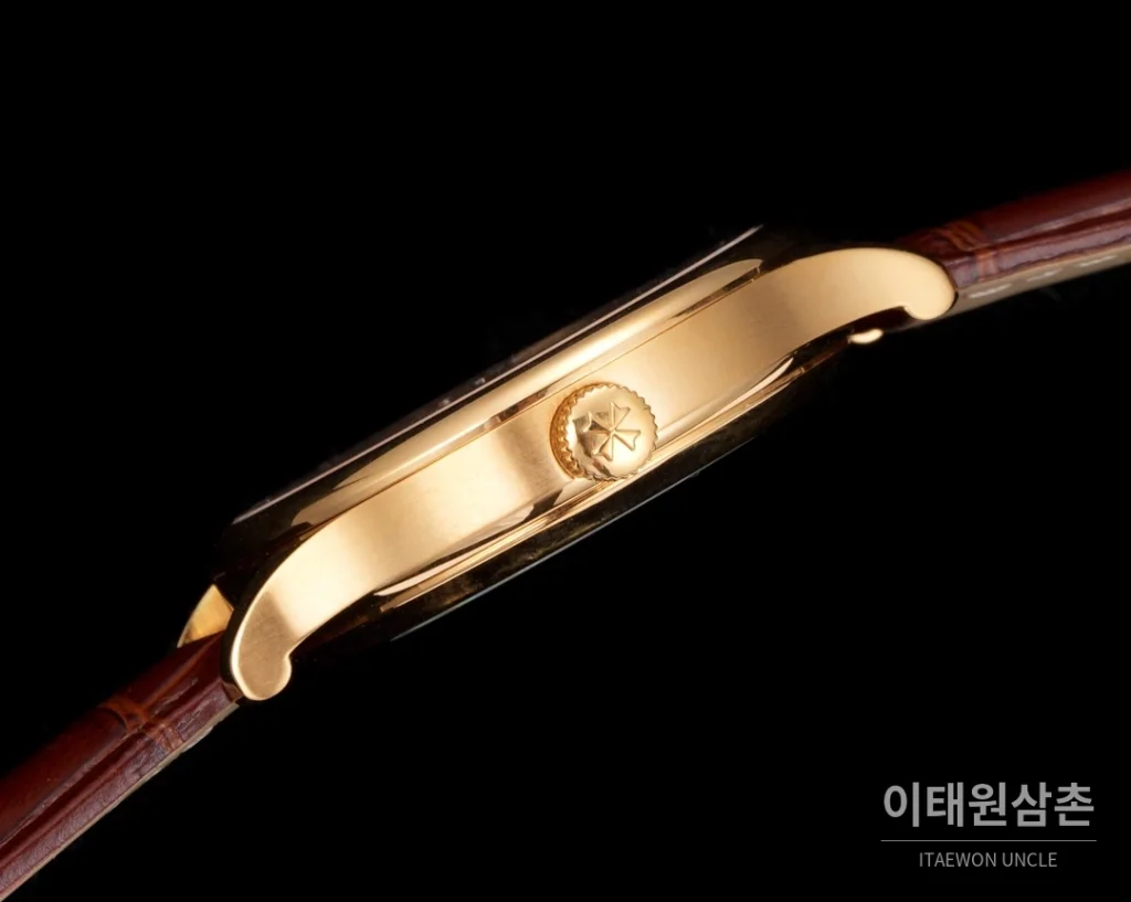 바쉐론콘스탄틴 패트리모니 316L 스틸 레더 오토매틱 40mm 화이트 다이얼 골드 베젤