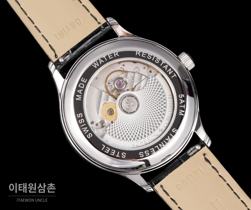 바쉐론콘스탄틴 패트리모니 316L 스틸 레더 오토매틱 40mm 화이트 다이얼