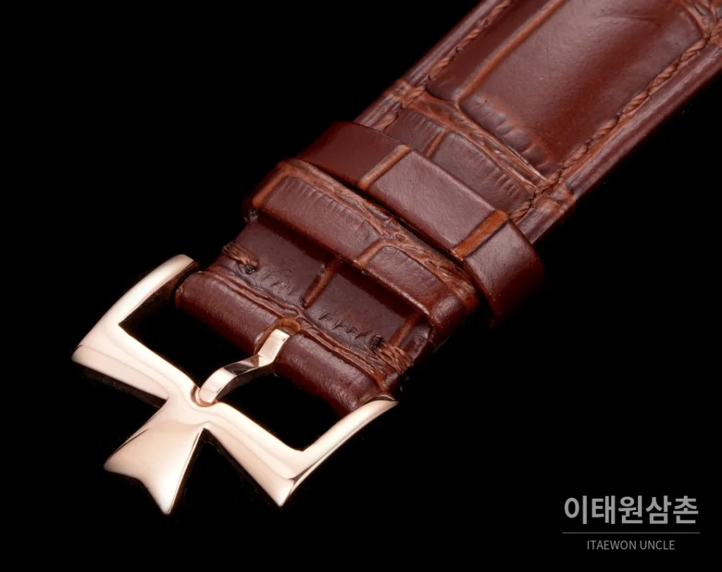 바쉐론콘스탄틴 패트리모니 316L 스틸 레더 오토매틱 40mm 화이트 다이얼 로즈골드 베젤