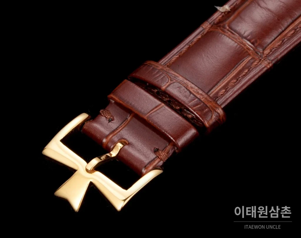 바쉐론콘스탄틴 패트리모니 316L 스틸 레더 오토매틱 40mm 화이트 다이얼 골드 베젤