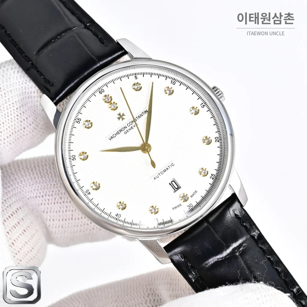 바쉐론콘스탄틴 패트리모니 오토매틱 40mm 화이트 다이얼 블랙 가죽 스트랩 (2)