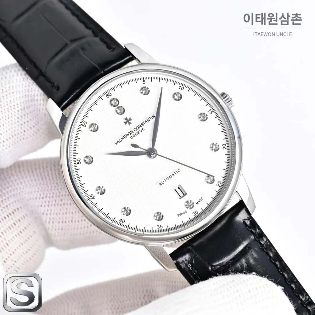 바쉐론콘스탄틴 패트리모니 오토매틱 40mm 화이트 다이얼 블랙 가죽 스트랩 (2)