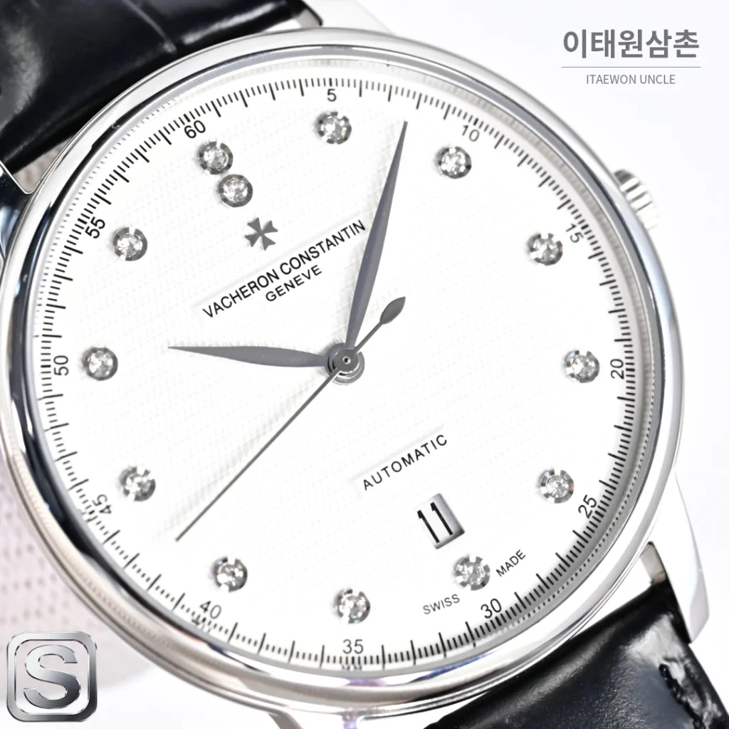 바쉐론콘스탄틴 패트리모니 오토매틱 40mm 화이트 다이얼 블랙 가죽 스트랩 (2)
