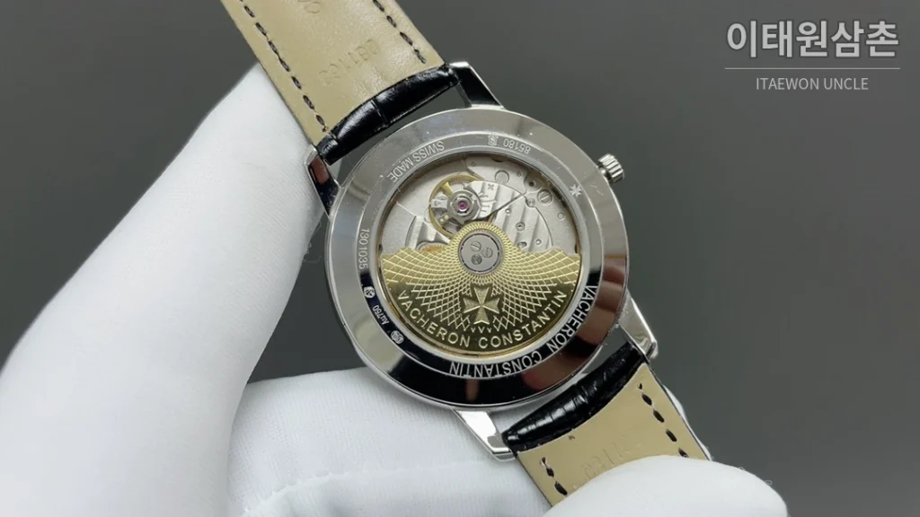 바쉐론콘스탄틴 패트리모니 오토매틱 40mm 화이트 다이얼 블랙 가죽 스트랩