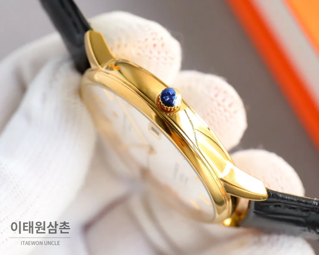바쉐론콘스탄틴 패트리모니 오토매틱 40mm 옐로우 다이얼 블랙 가죽 스트랩 골드 베젤