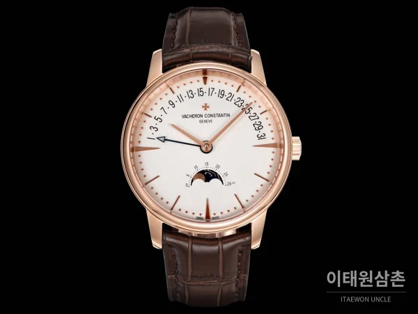 바쉐론콘스탄틴 패트리모니 문페이즈 레트로그레이드 데이트 오토매틱 42.5mm 실버 브라운 가죽 스트랩 로즈골드 베젤 바쉐론콘스탄틴 패트리모니 문페이즈 레트로그레이드 데이트 오토매틱 42.5mm 실버 브라운 가죽 스트랩 로즈골드 베젤