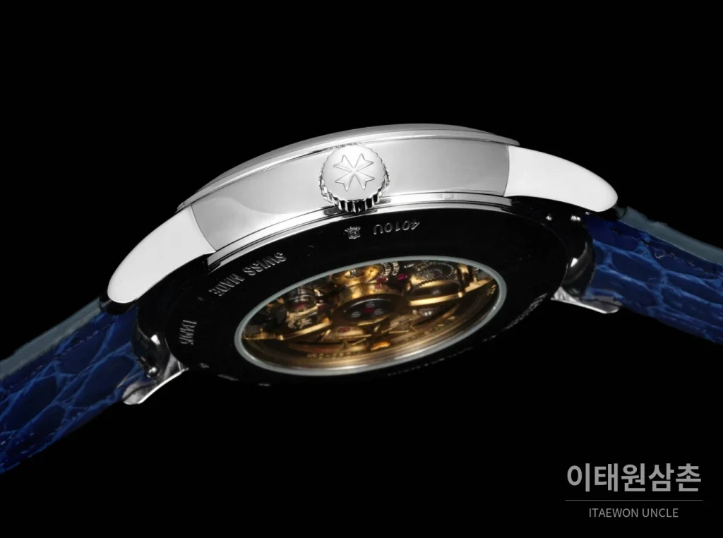 바쉐론콘스탄틴 패트리모니 문페이즈 레트로그레이드 데이트 오토매틱 42.5mm 실버 네이비 가죽 스트랩 (2)