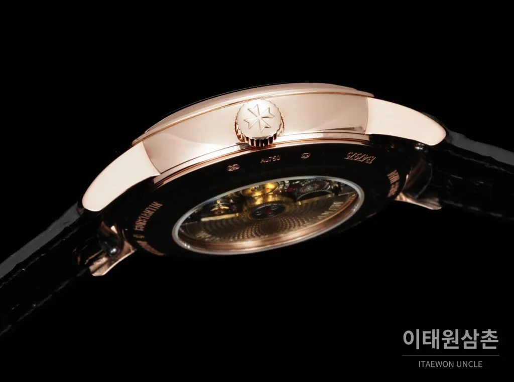 바쉐론콘스탄틴 패트리모니 문페이즈 레트로그레이드 데이트 오토매틱 42.5mm 실버 블랙 가죽 스트랩 로즈골드 베젤