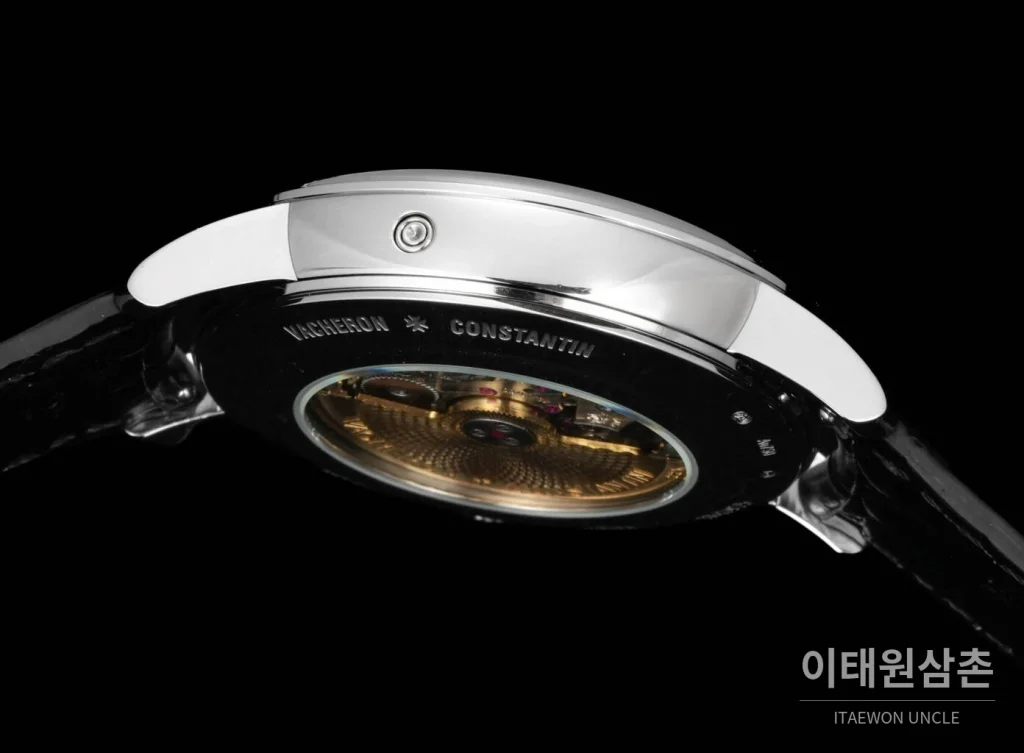 바쉐론콘스탄틴 패트리모니 문페이즈 레트로그레이드 데이트 오토매틱 42.5mm 실버 블랙 가죽 스트랩