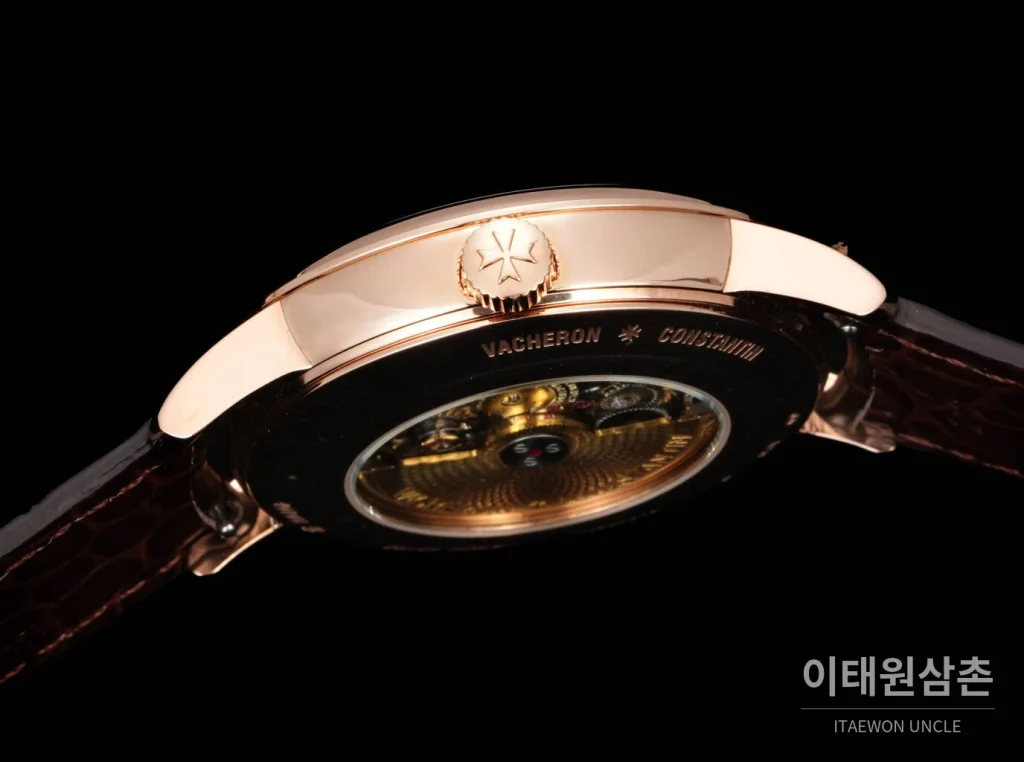 바쉐론콘스탄틴 패트리모니 문페이즈 레트로그레이드 데이트 오토매틱 42.5mm 실버 브라운 가죽 스트랩 로즈골드 베젤 (2)