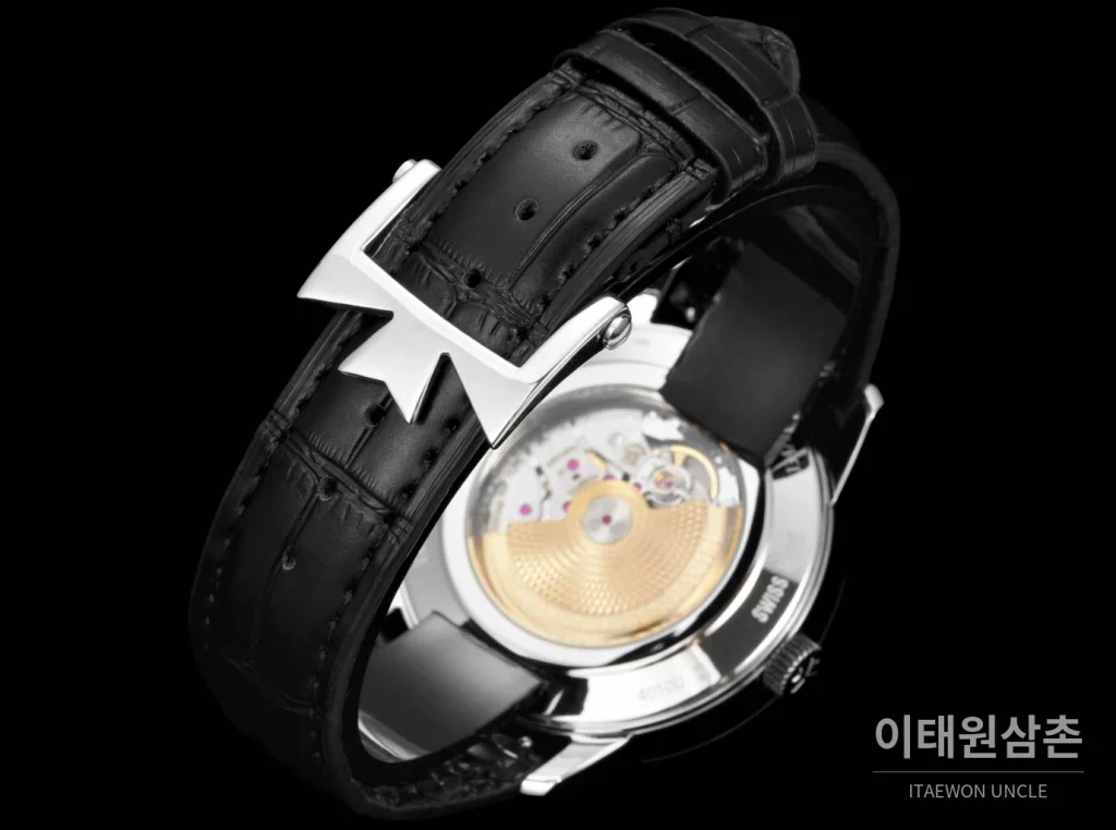 바쉐론콘스탄틴 패트리모니 문페이즈 레트로그레이드 데이트 오토매틱 42.5mm 실버 블랙 가죽 스트랩