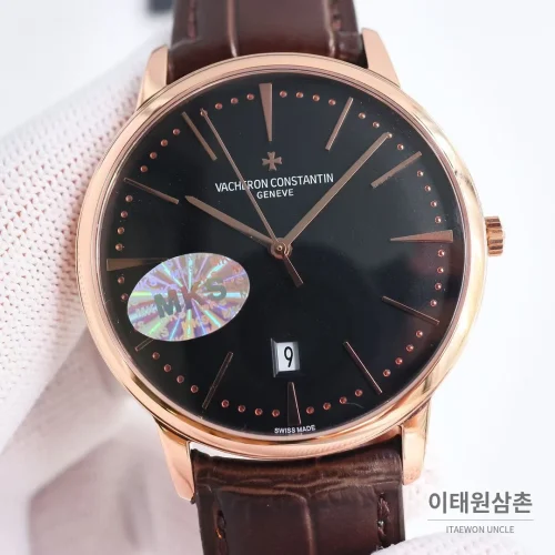 바쉐론콘스탄틴 패트리모니 셀프와인딩 데이트 오토매틱 40mm 85180 블랙 다이얼 브라운 가죽 스트랩 로즈골드 베젤 바쉐론콘스탄틴 패트리모니 셀프와인딩 데이트 오토매틱 40mm 85180 블랙 다이얼 브라운 가죽 스트랩 로즈골드 베젤