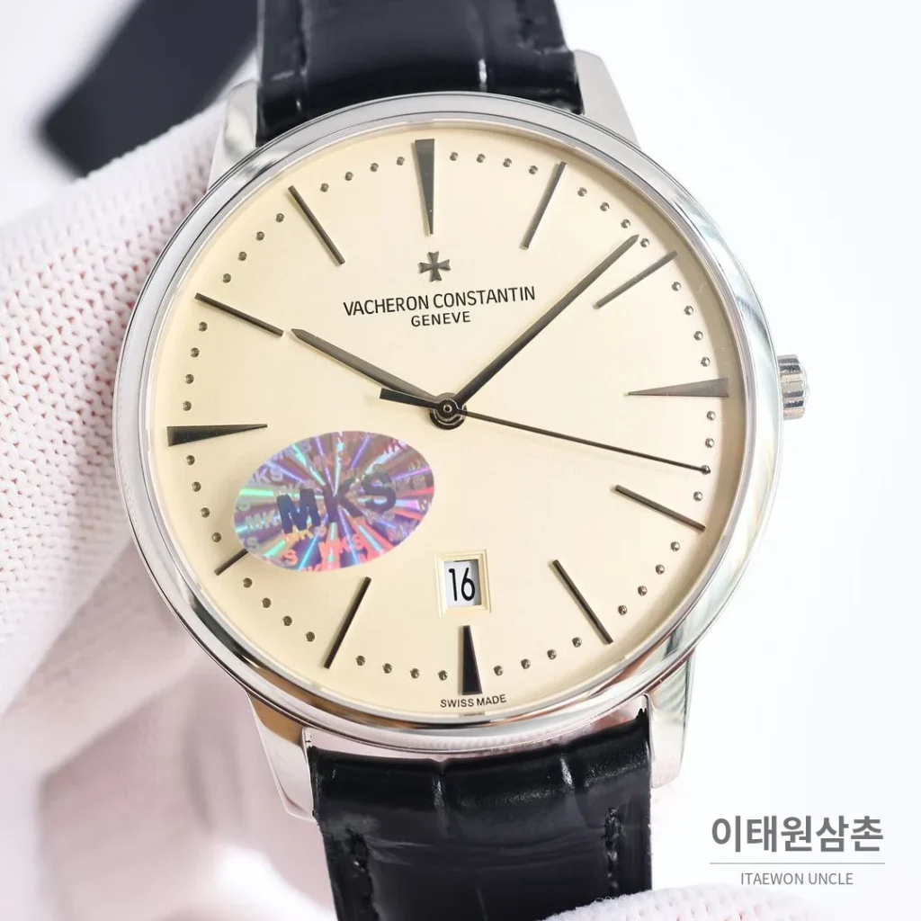 바쉐론콘스탄틴 패트리모니 셀프와인딩 데이트 오토매틱 40mm 85180 샴페인 다이얼 블랙 가죽 스트랩