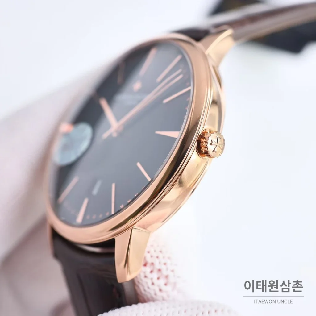 바쉐론콘스탄틴 패트리모니 셀프와인딩 데이트 오토매틱 40mm 85180 블랙 다이얼 브라운 가죽 스트랩 로즈골드 베젤