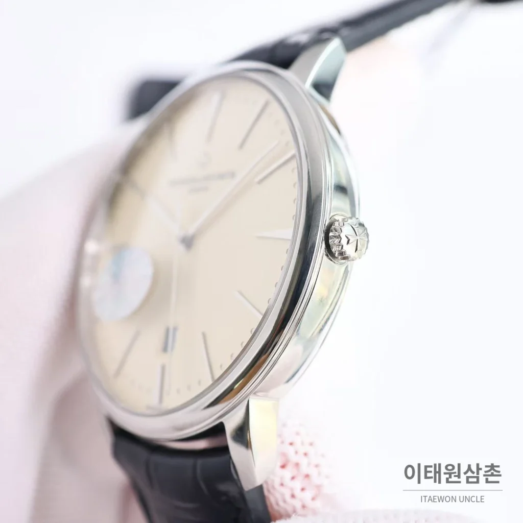 바쉐론콘스탄틴 패트리모니 셀프와인딩 데이트 오토매틱 40mm 85180 샴페인 다이얼 블랙 가죽 스트랩