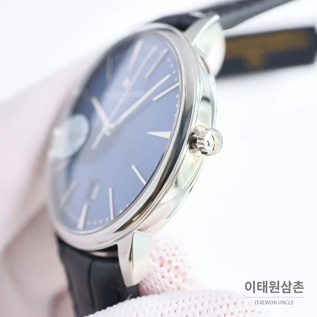 바쉐론콘스탄틴 패트리모니 셀프와인딩 데이트 오토매틱 40mm 85180 블루 다이얼 블랙 가죽 스트랩