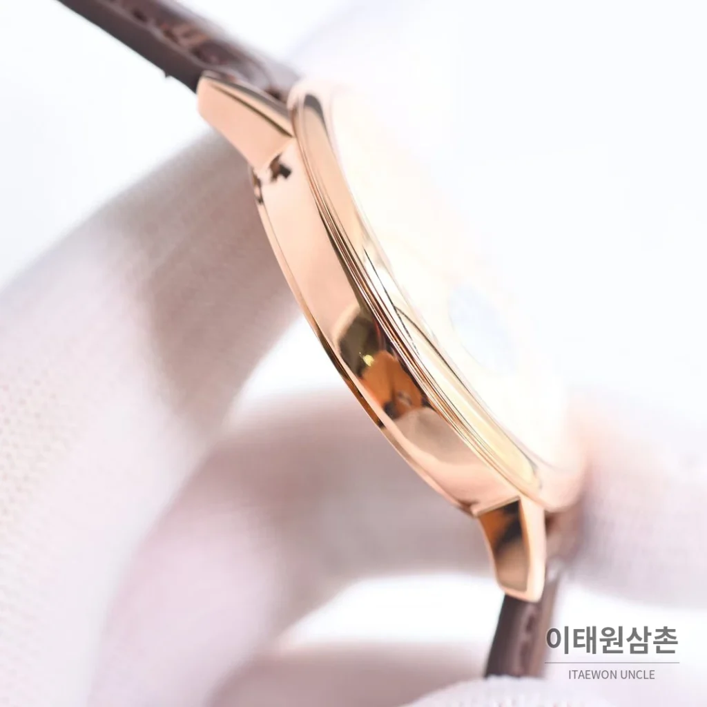 바쉐론콘스탄틴 패트리모니 셀프와인딩 데이트 오토매틱 40mm 85180 샴페인 다이얼 브라운 가죽 스트랩 로즈골드 베젤