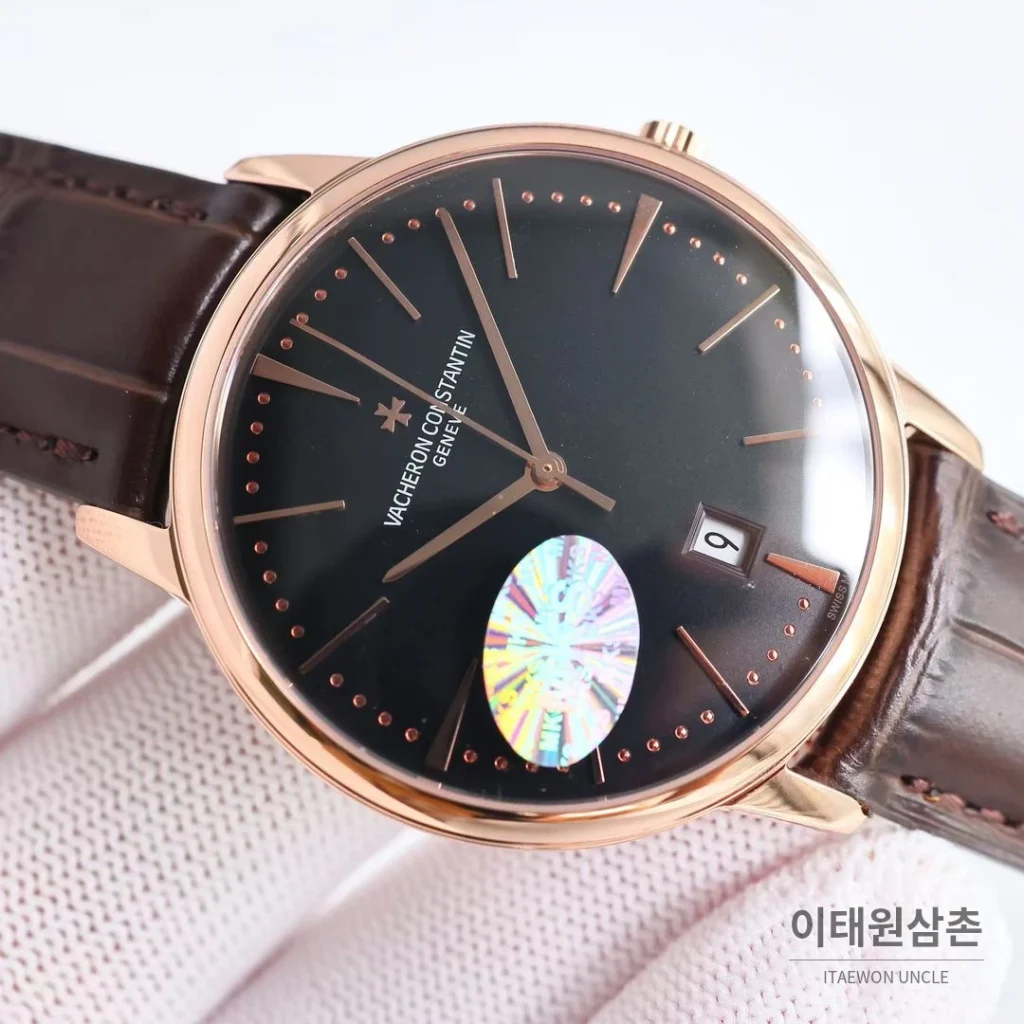 바쉐론콘스탄틴 패트리모니 셀프와인딩 데이트 오토매틱 40mm 85180 블랙 다이얼 브라운 가죽 스트랩 로즈골드 베젤
