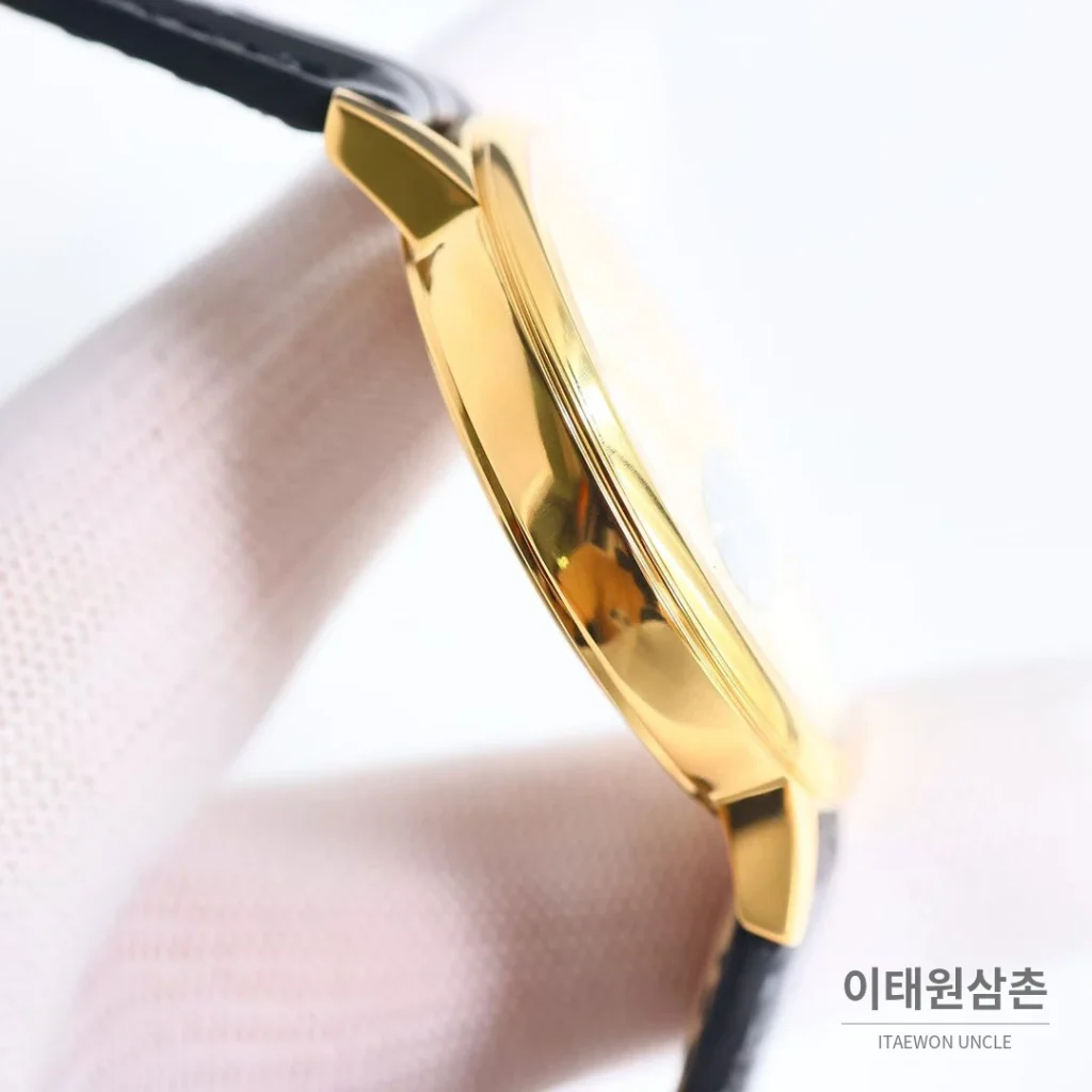 바쉐론콘스탄틴 패트리모니 셀프와인딩 데이트 오토매틱 40mm 85180 샴페인 다이얼 블랙 가죽 스트랩 골드 케이스