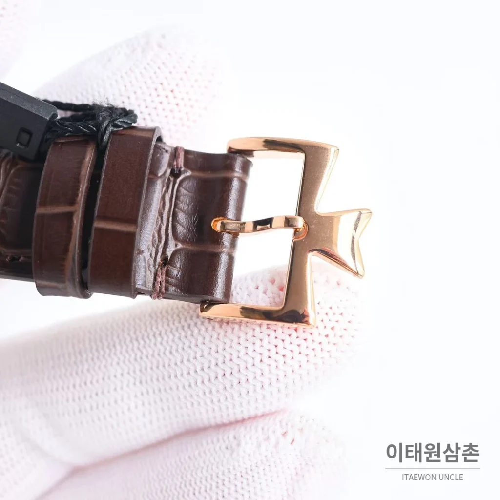 바쉐론콘스탄틴 패트리모니 셀프와인딩 데이트 오토매틱 40mm 85180 샴페인 다이얼 브라운 가죽 스트랩 로즈골드 베젤
