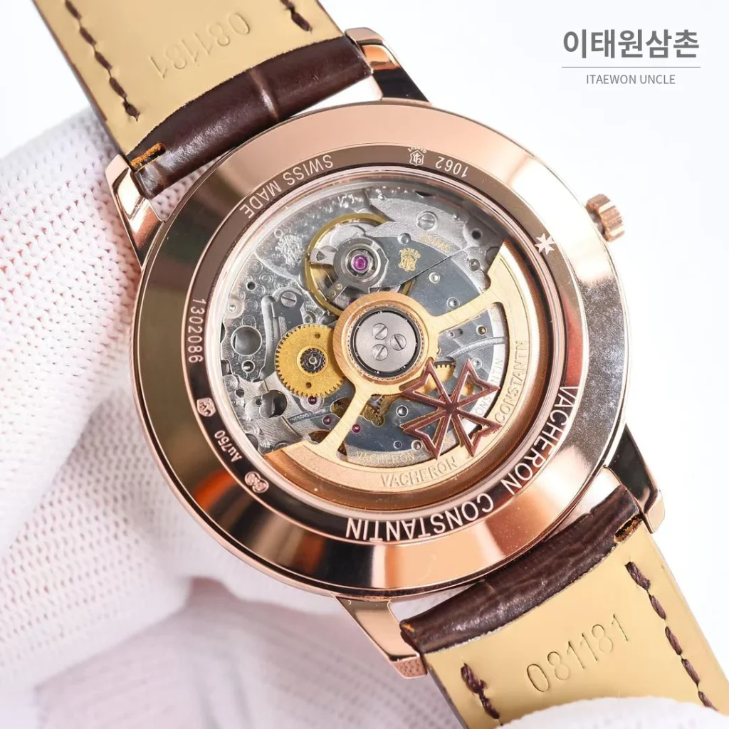 바쉐론콘스탄틴 패트리모니 셀프와인딩 데이트 오토매틱 40mm 85180 블랙 다이얼 브라운 가죽 스트랩 로즈골드 베젤