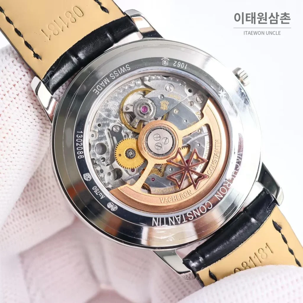 바쉐론콘스탄틴 패트리모니 셀프와인딩 데이트 오토매틱 40mm 85180 샴페인 다이얼 블랙 가죽 스트랩