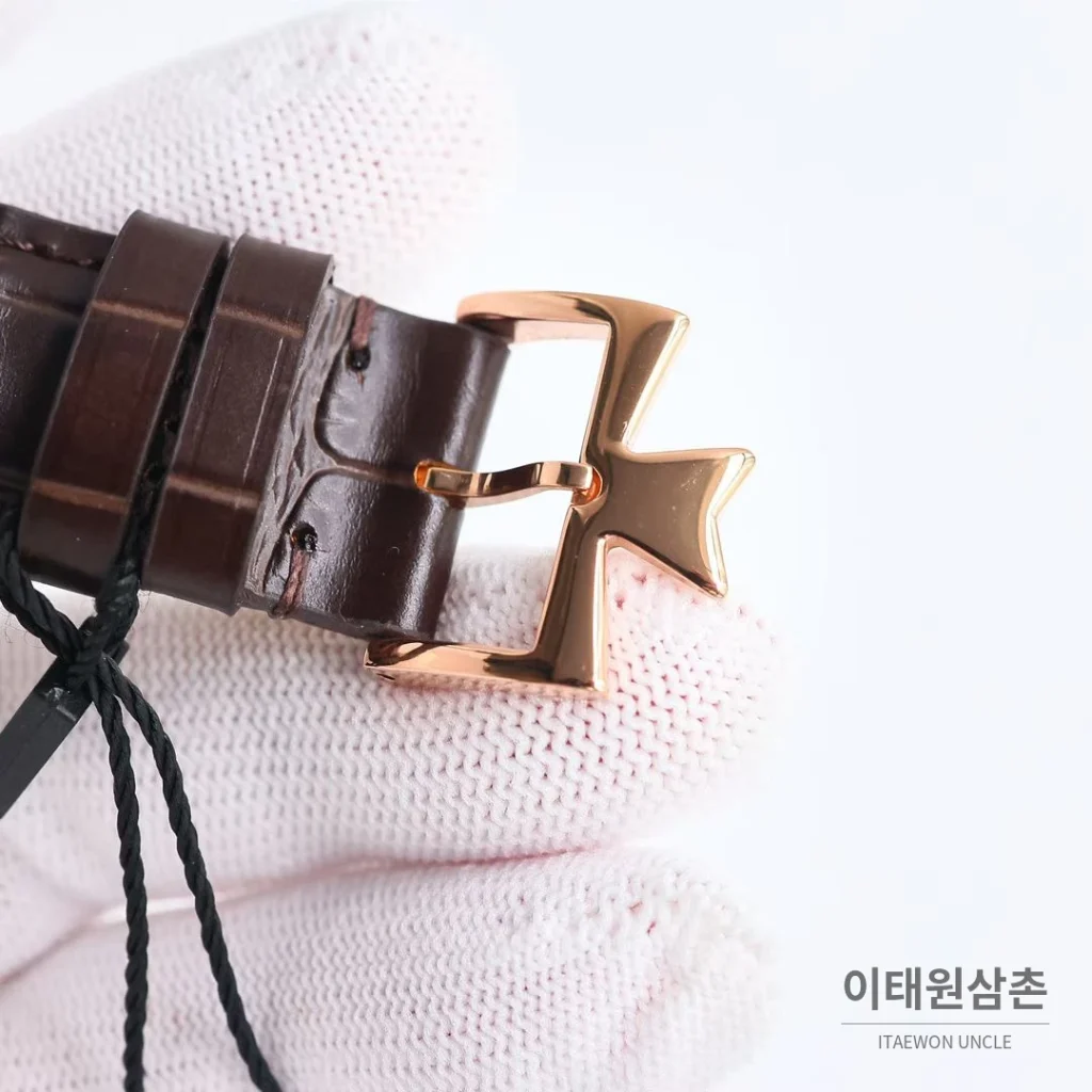 바쉐론콘스탄틴 패트리모니 셀프와인딩 데이트 오토매틱 40mm 85180 블루 다이얼 브라운 가죽 스트랩 로즈골드 베젤