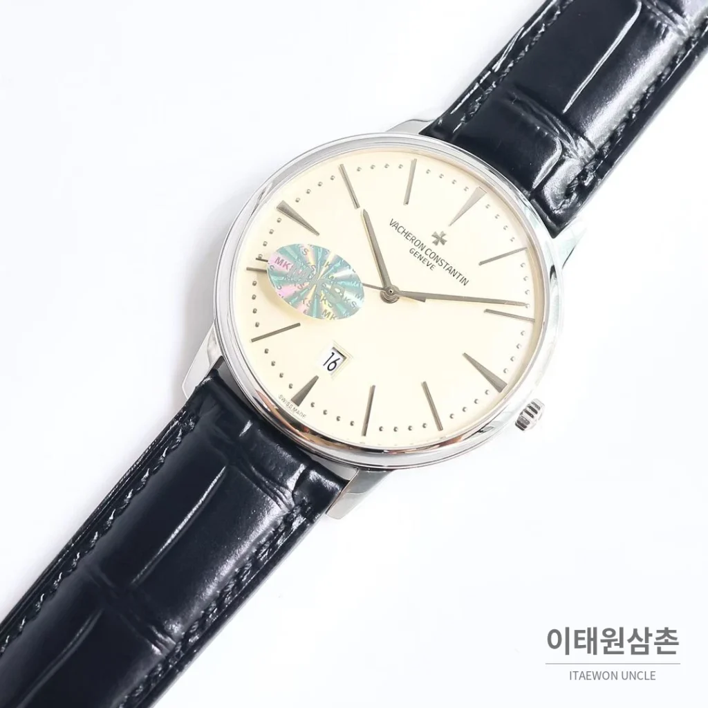 바쉐론콘스탄틴 패트리모니 셀프와인딩 데이트 오토매틱 40mm 85180 샴페인 다이얼 블랙 가죽 스트랩