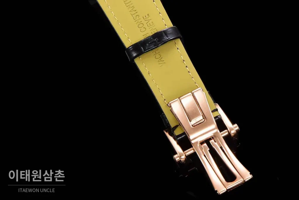 바쉐론콘스탄틴 패트리모니 스틸 블루스카이 투르비옹 파워리저브 오토매틱 42mm 네이비 다이얼 블랙 가죽 스트랩 로즈골드 베젤