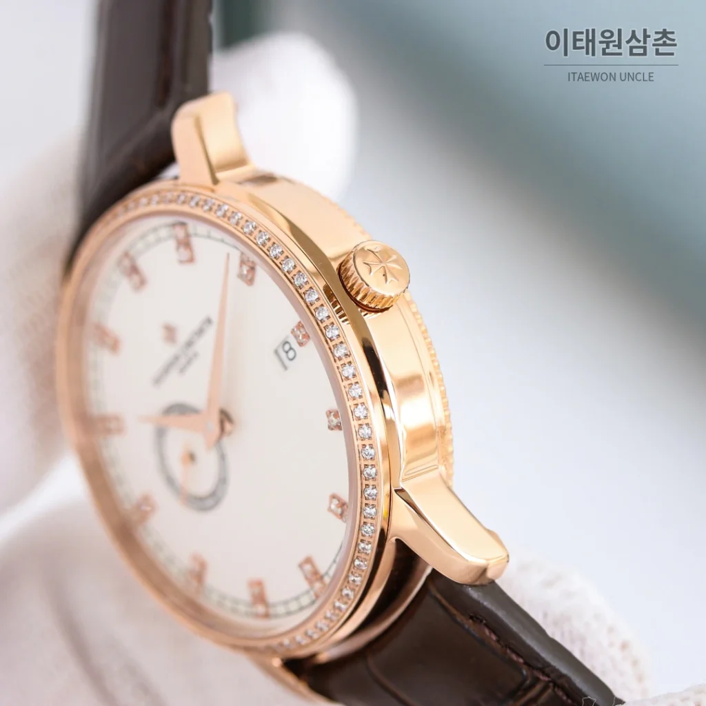 바쉐론콘스탄틴 패트리모니 스틸 스몰세컨즈 오토매틱 38mm 실버 브라운 가죽 스트랩