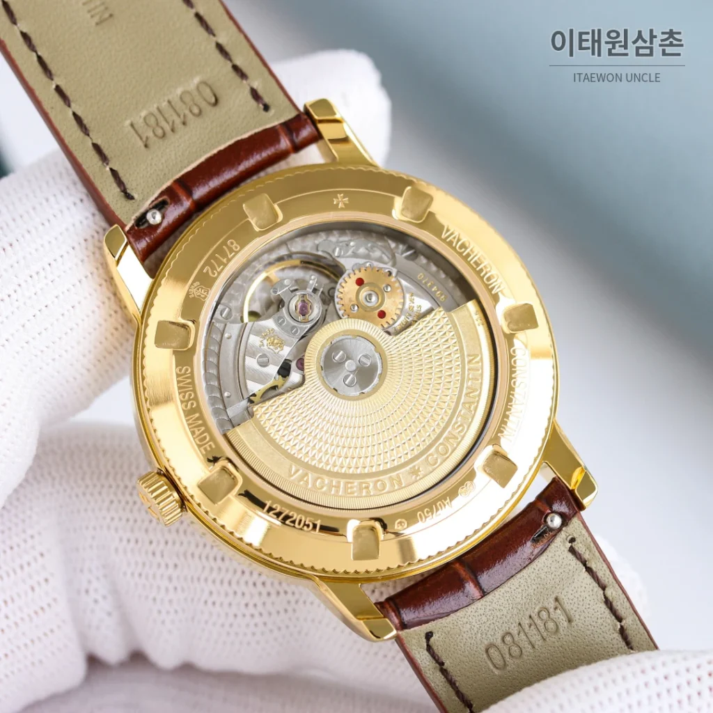 바쉐론콘스탄틴 패트리모니 스틸 스몰세컨즈 오토매틱 38mm 실버 브라운 가죽 스트랩 (2)
