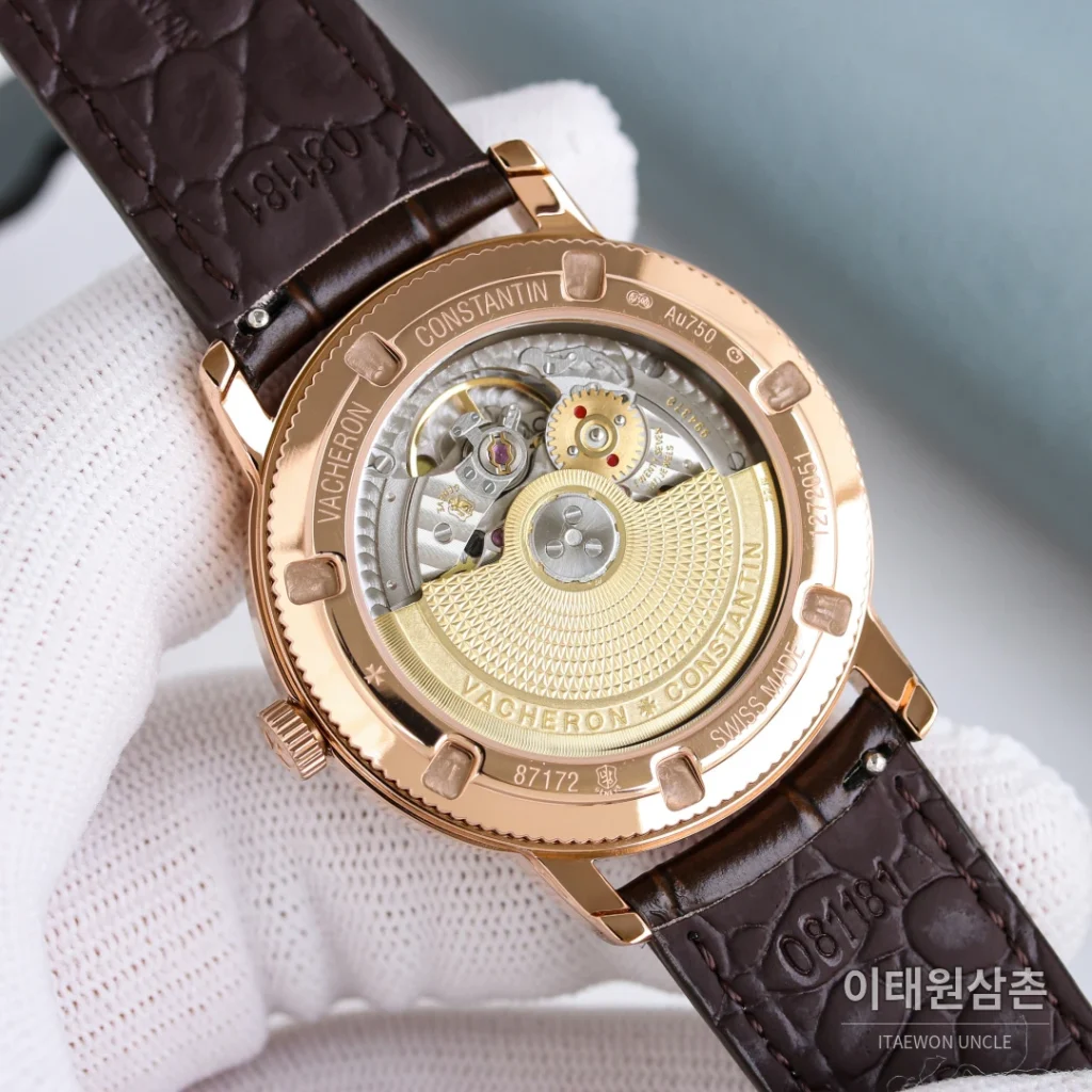 바쉐론콘스탄틴 패트리모니 스틸 스몰세컨즈 오토매틱 38mm 실버 브라운 가죽 스트랩