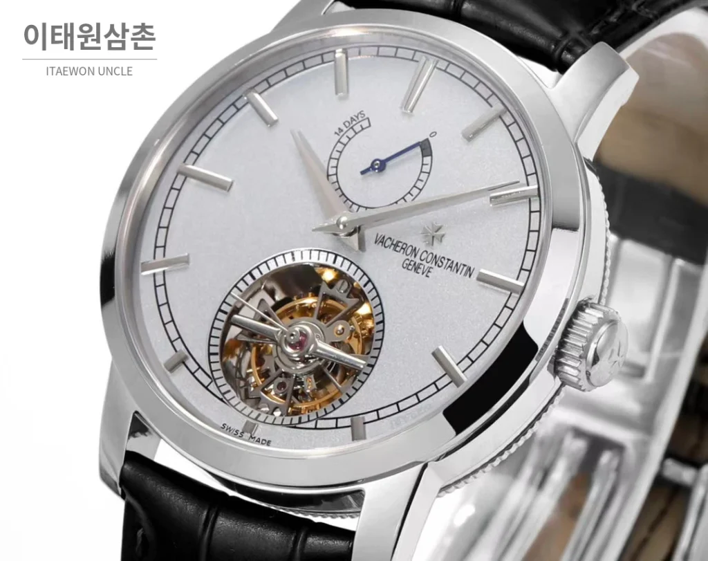 바쉐론콘스탄틴 트래디셔널 18K 핑크골드 실버다이얼 투르비용 수동 42mm